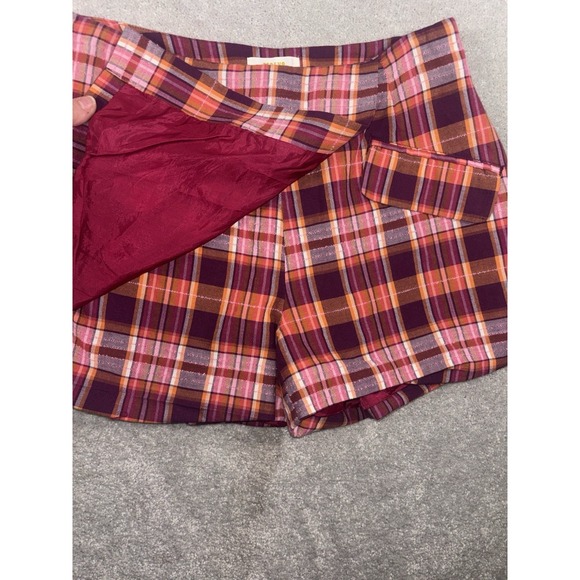 Maeve Sunday Plaid Mini Skort Anthropologie 4 Petite Red Pink - Picture 2 of 11
